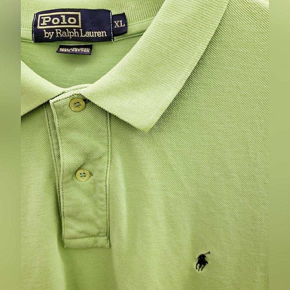 Polo by Ralph Lauren Vintage 2-button Lime green polo shirt - Picture 3 of 5